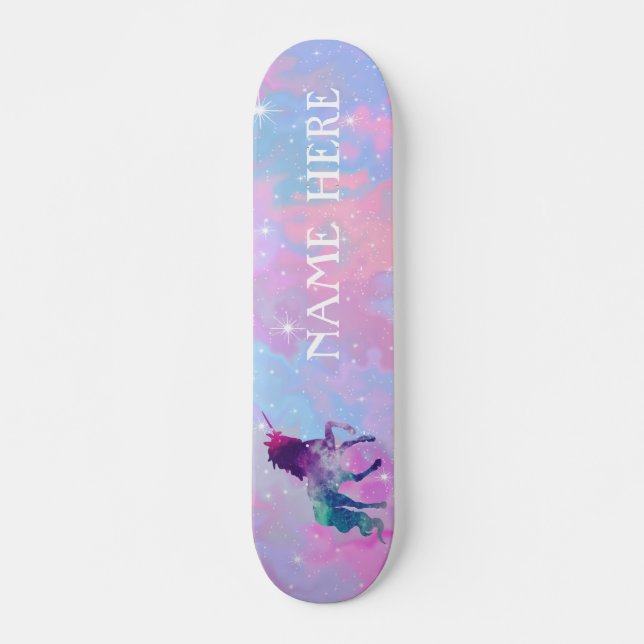 Personalise Your Own Colourful Magical Unicorn Skateboard (Front)