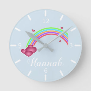 Personalise Your Own Colourful Rainbow Round Clock