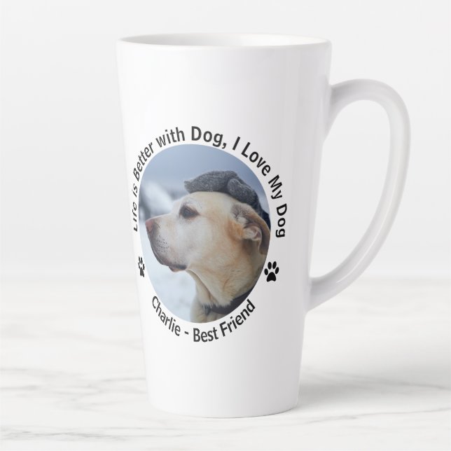 Personalise Your Own Custom Made Design Pet Photo  Latte Mug (Right)