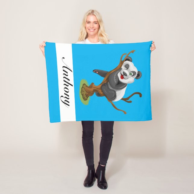 Personalise Your Own Cute Baby Panda Fleece Blanket (In Situ)
