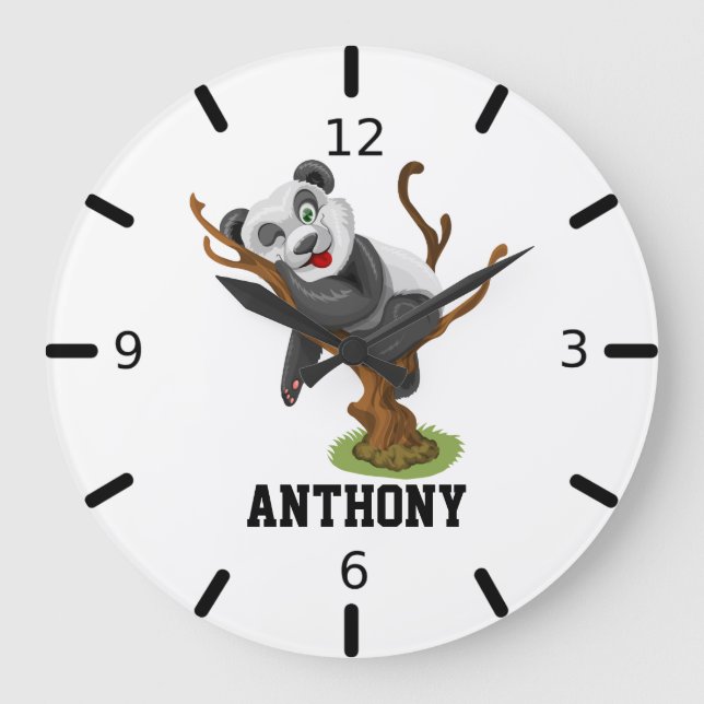 Personalise Your Own Cute Baby Panda Large Clock (Front)