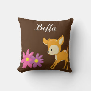 Personalise Your Own Cute Floral Woodland Deer Cushion