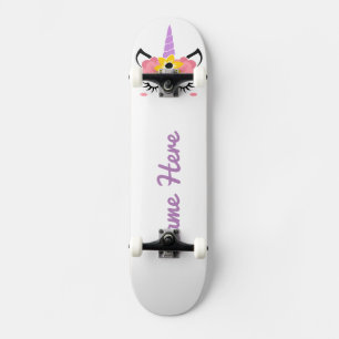 Personalise Your Own Floral Sleeping Unicorn Skateboard