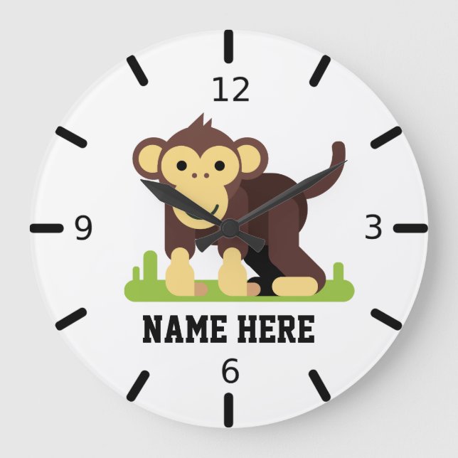 Personalise Your Own Monkey Large Clock (Front)