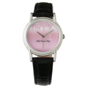Personalise Your Own Pink Dripping Glitter Watch