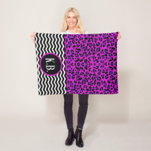 Personalise your own purple wave cheetah pattern - fleece blanket