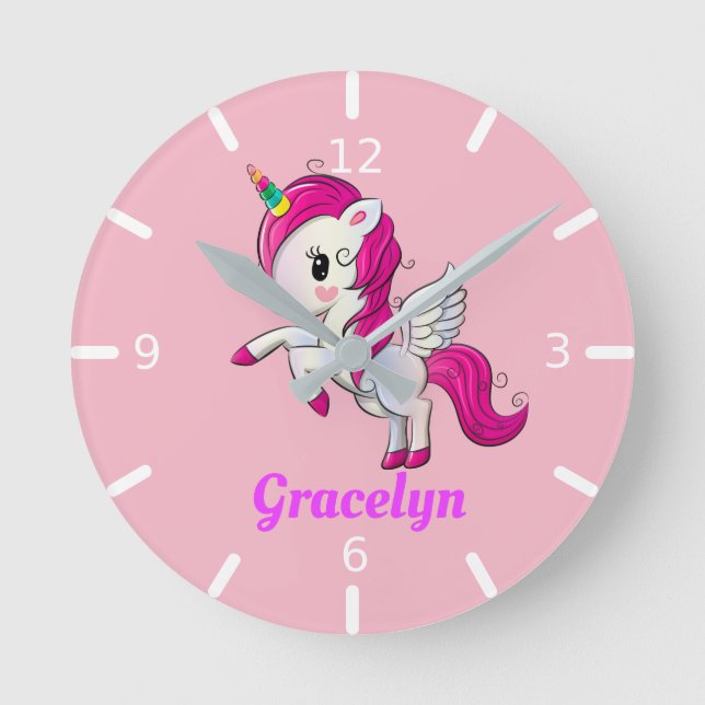 Personalise Your Own Unicorn Round Clock (Front)