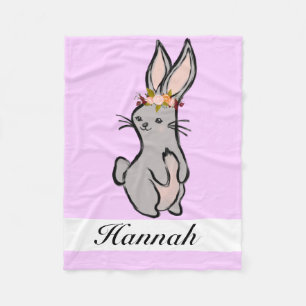 Personalise Your Own Woodland Bunny Rabbit Fleece Blanket