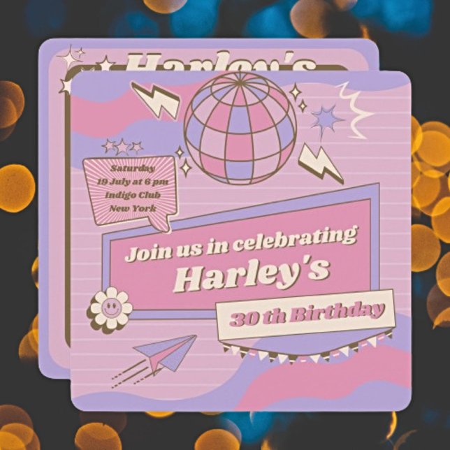 Personalise Your Party Groovy Disco Ball Birthday  Invitation (Creator Uploaded)