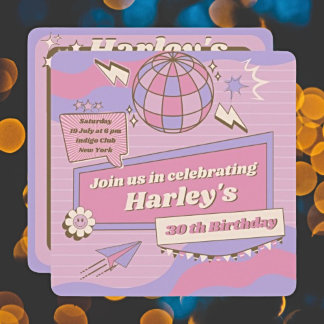 Personalise Your Party Groovy Disco Ball Birthday  Invitation