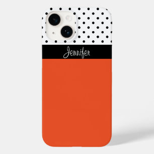 Personalise Your Style with Orange Black White Dot Case-Mate iPhone 14 Case