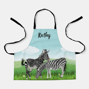 Personalise Zebra Print all Over Kids  Apron