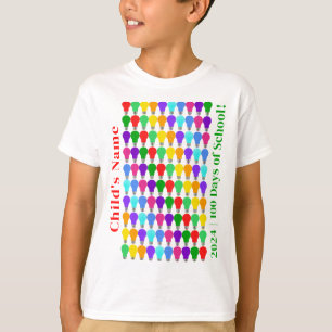 Personalised 100 Days of School Bright Light Bulbs T-Shirt