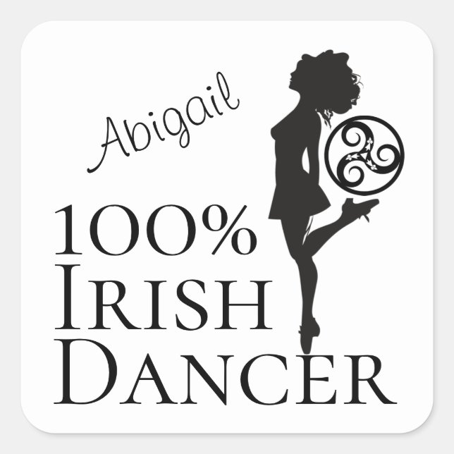 Personalised 100% Irish Dancer Hard Shoe Dance Square Sticker (Front)