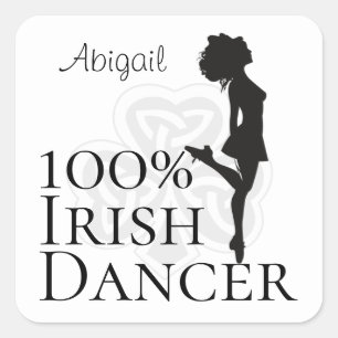 Personalised 100% Irish Dancer Hard Shoe Dance Square Sticker