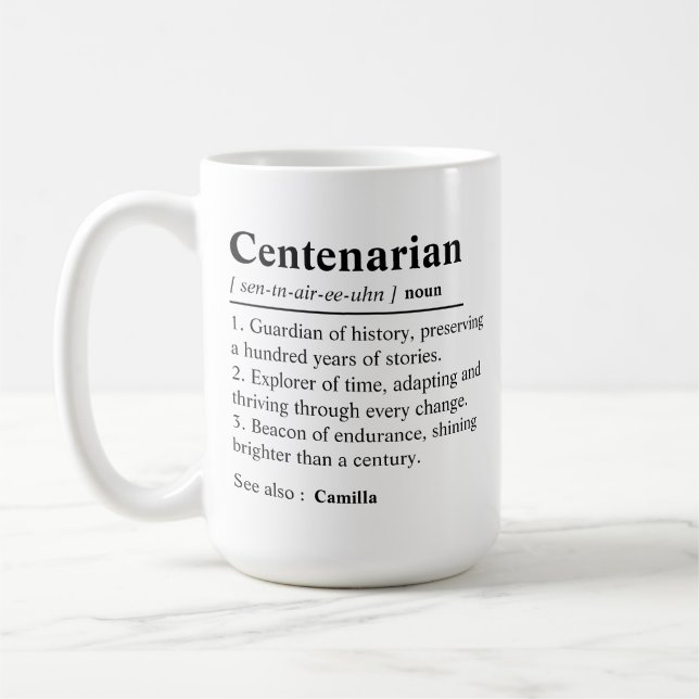 Personalised 100th Birthday, Custom 100 Year Old Coffee Mug (Left)