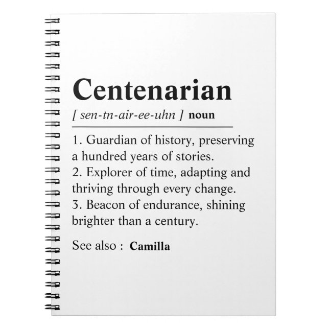Personalised 100th Birthday Journal, Custom 100  Notebook (Front)