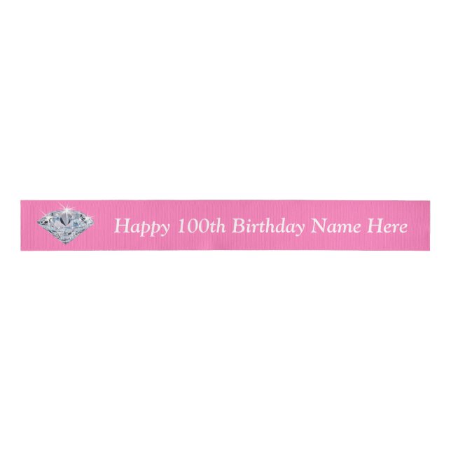 Personalised 100th Birthday Ribbon ANY COLOR, TEXT Grosgrain Ribbon (Front)
