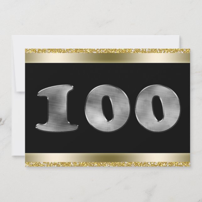 Personalised 100th Birthday Silver Number 100 Invitation (Front)