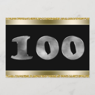 Personalised 100th Birthday Silver Number 100 Invitation