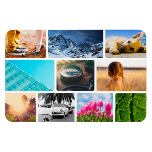 Personalised 10 Photo Template Collage White Frame Magnet