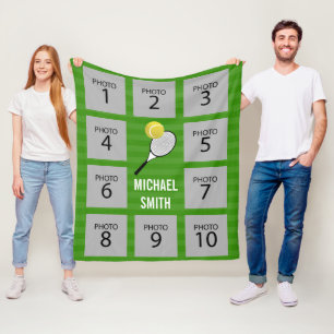 Personalised 10 Photo TENNIS Collage Fleece Blanket
