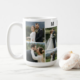 Personalised 10 Photo with Couple Name & Monogram Coffee Mug