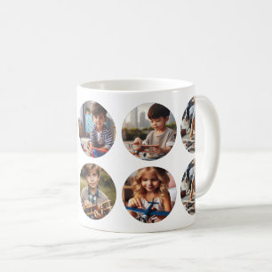 Personalised 10 Round Photos, Family All-Occasion  Coffee Mug