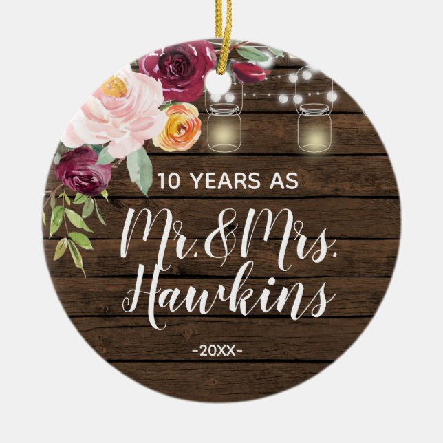 Personalised 10 years anniversary Ornament (Front)