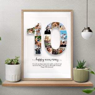 Personalised 10th Anniversary Photo Collage  Poster