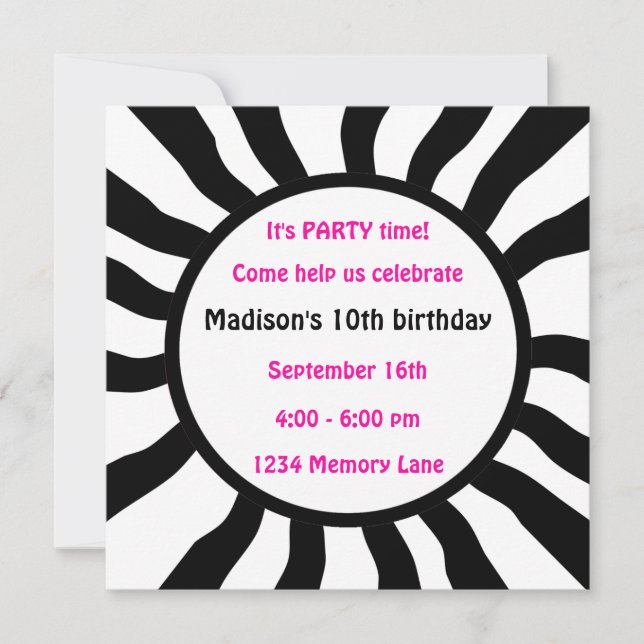 Personalised 10th Birthday Party Invitation (Front)