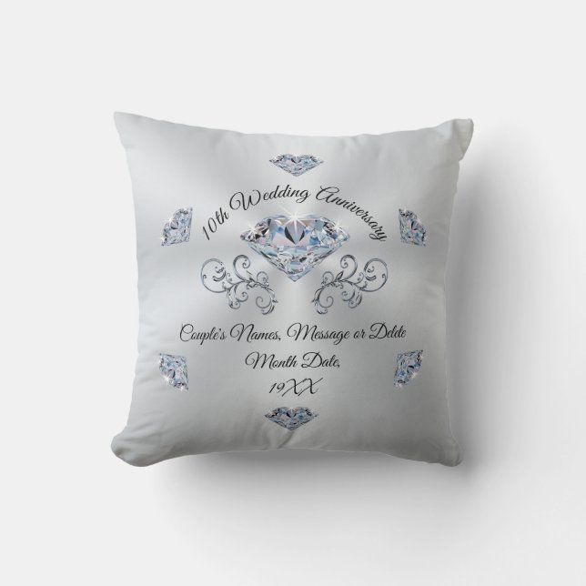 Personalised 10th Wedding Anniversary Gifts Cushion (Front)