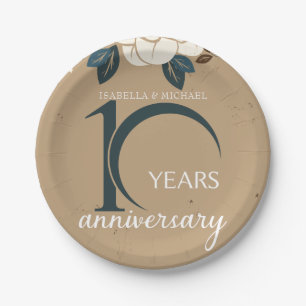 Personalised 10th Wedding Anniversary Rustic Paper Plate