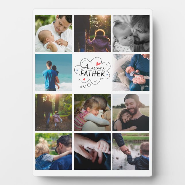Personalised 11 Photo collage Best Dad ever gift  Plaque (Front)