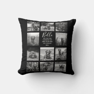 Personalised 11 Photo Collage Black Cushion