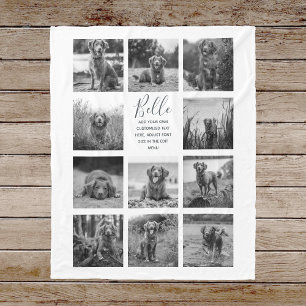 Personalised 11 Photo Collage Black Fleece Blanket