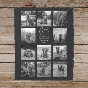 Personalised 11 Photo Collage Black Fleece Blanket