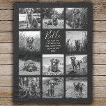 Personalised 11 Photo Collage Black Fleece Blanket<br><div class="desc">Personalised elegant photo fleece blanket features a black background that can be changed to any colour, Simply add 11 photos of your choice and your own personalised text in chic handwritten script calligraphy and modern stylish typography. Makes a wonderful keepsake gift for yourself, your family & friends. Perfect holiday, wedding,...</div>