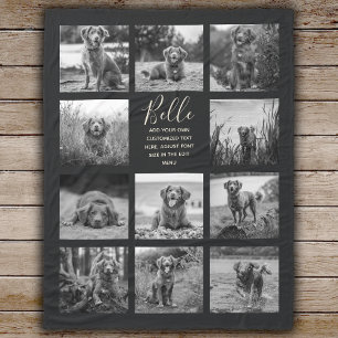 Personalised 11 Photo Collage Black Fleece Blanket