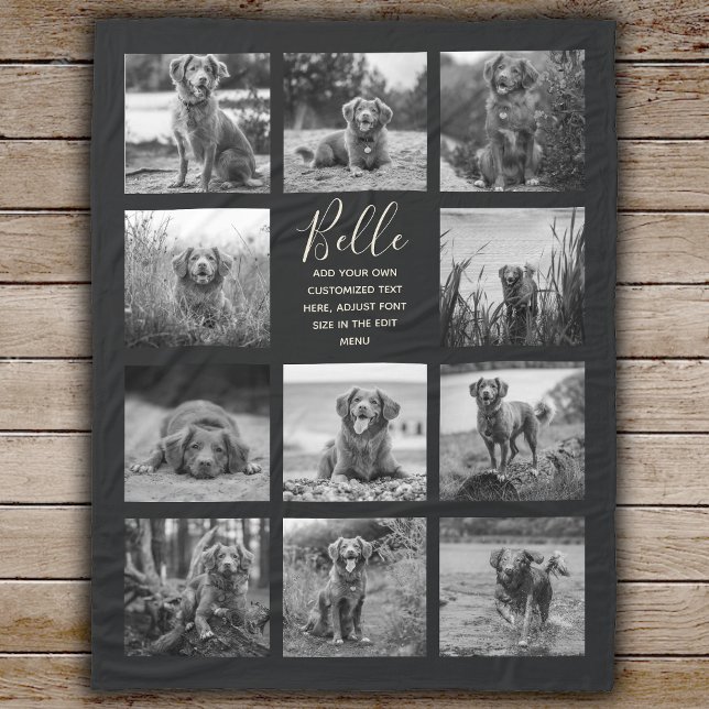 Personalised 11 Photo Collage Black Fleece Blanket (Creator Uploaded)