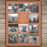Personalised 11 Photo Collage Burnt Orange Fleece Blanket<br><div class="desc">Personalised elegant photo fleece blanket features a burnt orange background that can be changed to any colour, Simply add 11 photos of your choice and your own personalised text in chic handwritten script calligraphy and modern stylish typography. Makes a wonderful keepsake gift for yourself, your family & friends. Perfect holiday,...</div>
