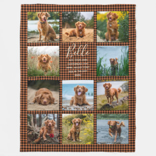 Personalised 11 Photo Collage Check Pattern Fleece Blanket