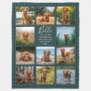Personalised 11 Photo Collage Check Pattern Fleece Blanket