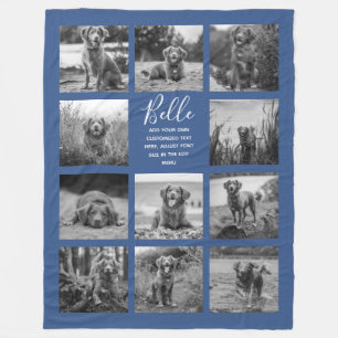 Personalised 11 Photo Collage Classic Blue Fleece Blanket