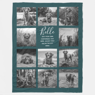 Personalised 11 Photo Collage Deep Teal Fleece Blanket