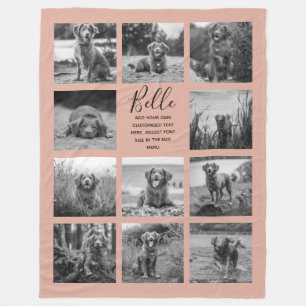 Personalised 11 Photo Collage Dusty Pink Fleece Blanket