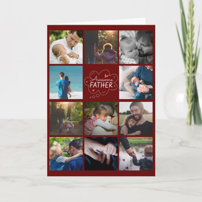 Personalised 11 Photo Collage Father's Day Card (Front)