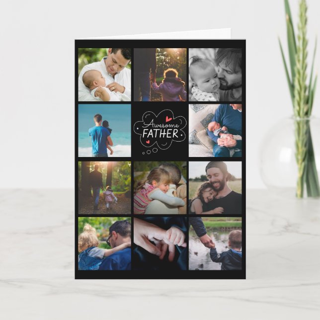 Personalised 11 Photo Collage Father's Day Card (Front)