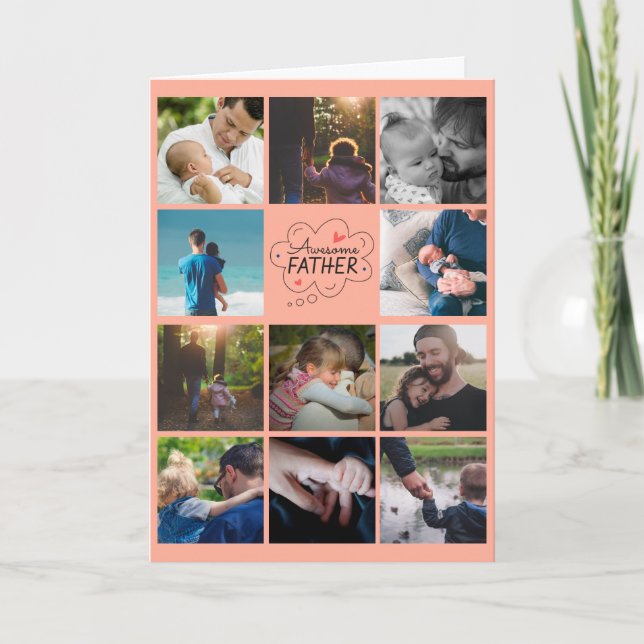 Personalised 11 Photo Collage Father's Day Card (Front)