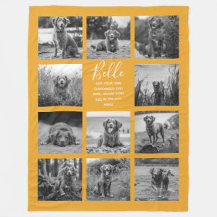 Personalised 11 Photo Collage Mellow Yellow Fleece Blanket
